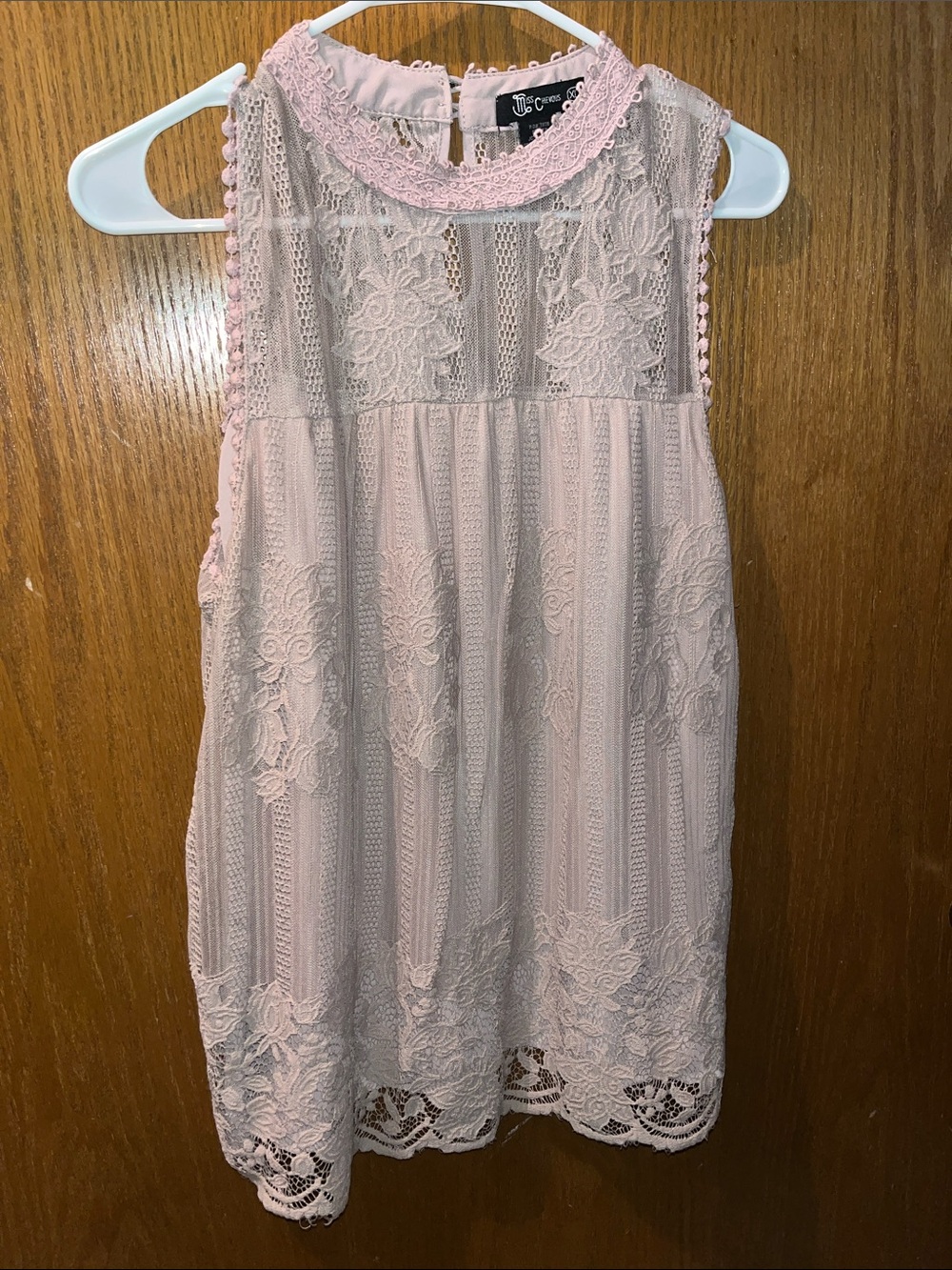 Miss Chievous Pale Pink Lace Sleeveless Blouse
